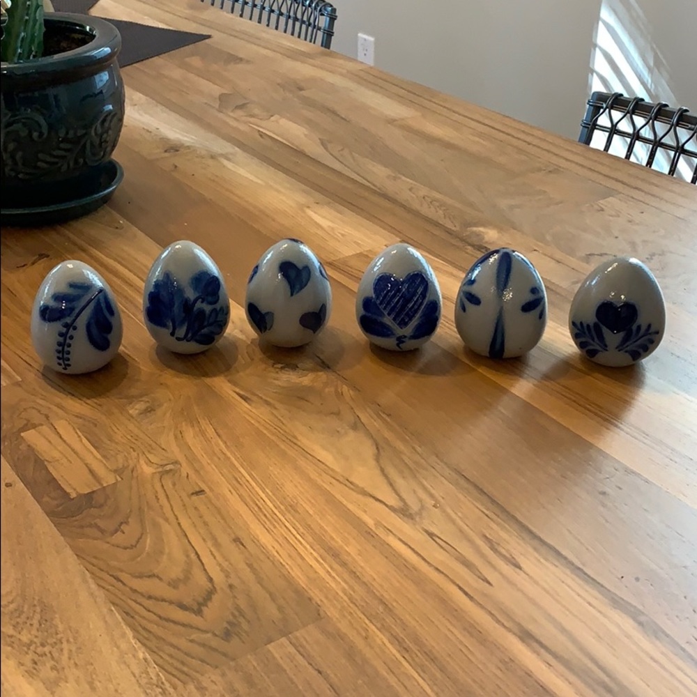 Vintage Eldreth Pottery set of 6 Eggs